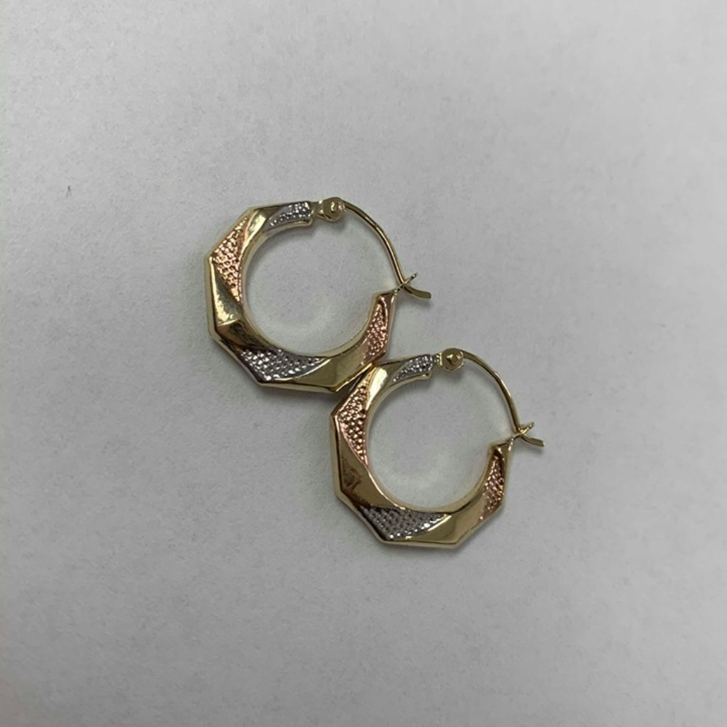 Tric Color Gold Hoop Earrings